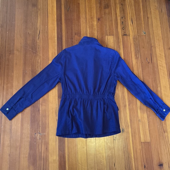 Blue Utility Style Jacket With Waist Drawcord! Francesca’s Size Large - Picture 2 of 7